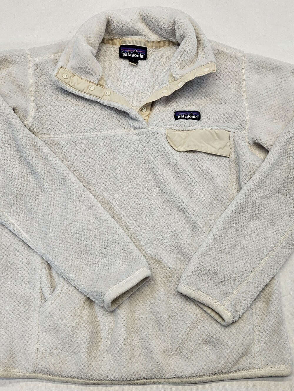 Patagonia Women's Re-Tool Snap T Pullover White Polartec Fleece Sweater Medium
